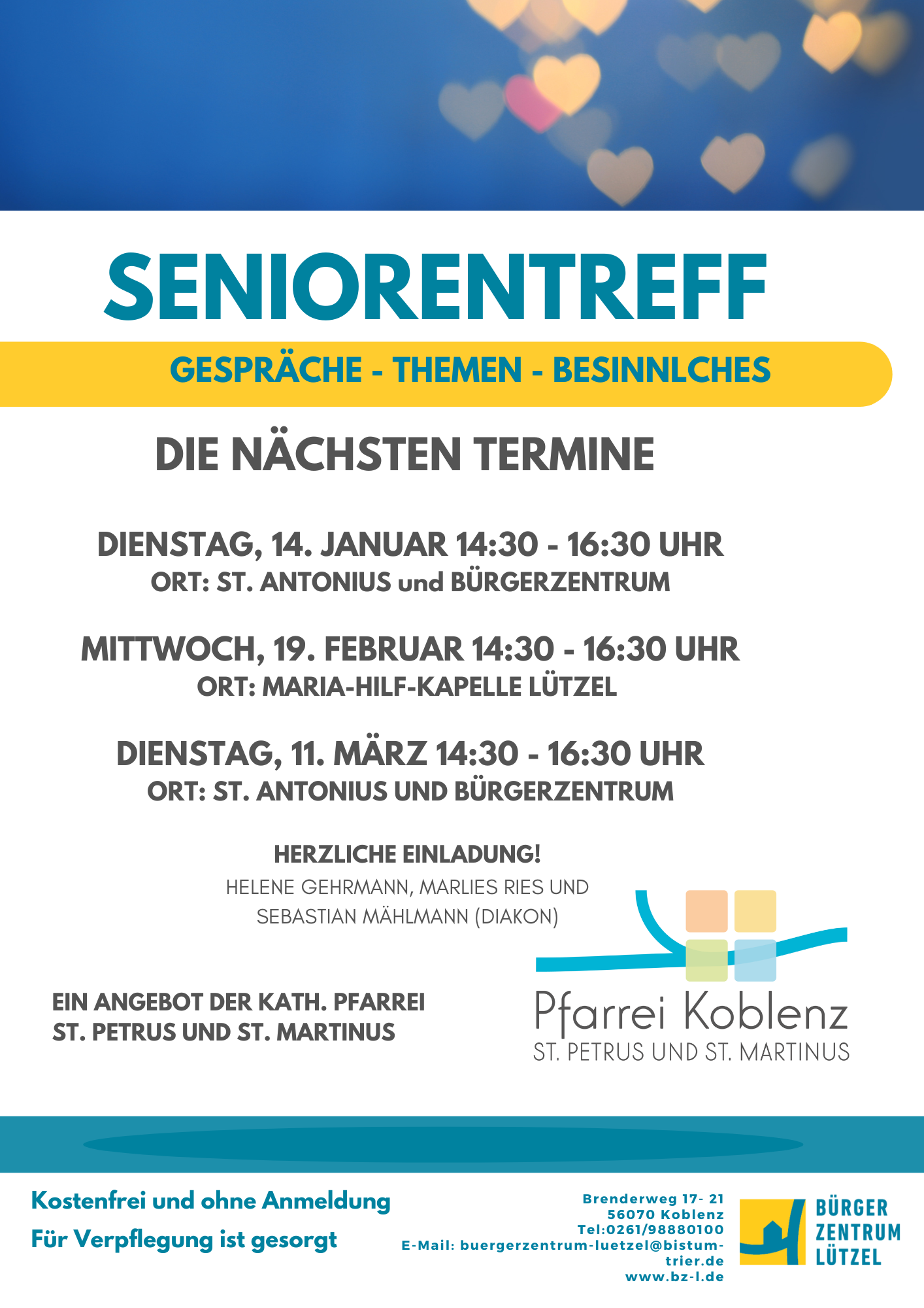 Terminübersicht Seniorentreff der Kath. Kirchengemeinde